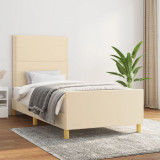 VidaXL Cadru de pat cu tăblie, crem, 90x190 cm, textil