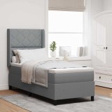 VidaXL Pat cu arcuri cu saltea Gri deschis 90 x 190 cm țesătură 3341679