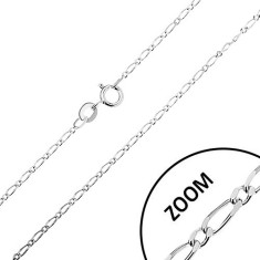 Lant lucios din argint 925 - zale ovale lungi ?i scurte, latime 1,3 mm, lungime 460 mm foto