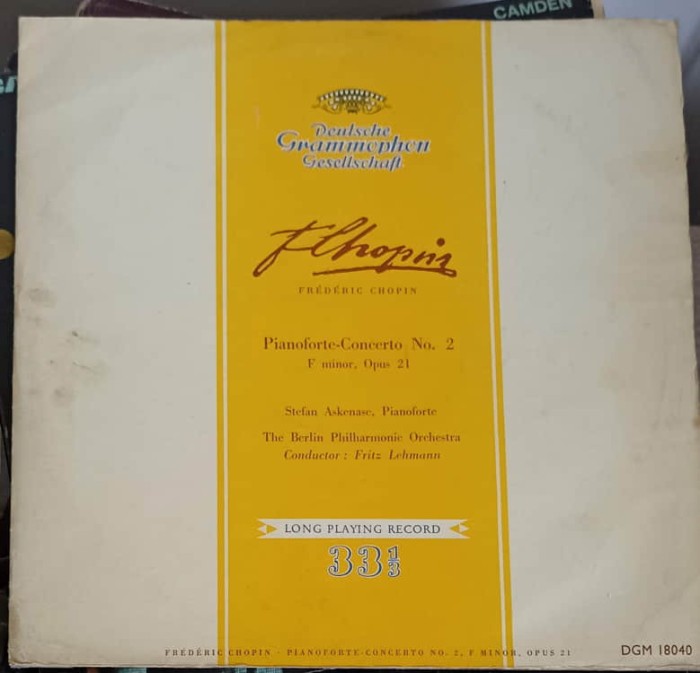 Disc vinil, LP. Pianoforte - Concerto No. 2 F Minor, Opus 21-Frederic Chopin, Stefan Askenase, Fritz Lehman-251944