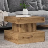 VidaXL Măsuță de cafea cu lumini LED, stejar artizanal, 50x50x40 cm