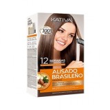 Kativa Brazilian Straightening Set de keratină pentru &icirc;ndreptare cu Șampon, Balsam și Tratament 4buc