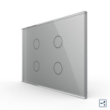 Cumpara ieftin Intrerupator touch Livolo cvadruplu cap scara/cruce, sticla gri, standard Italian