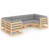 Set mobilier de grădină cu perne, 6 piese, lemn de pin masiv, vidaXL