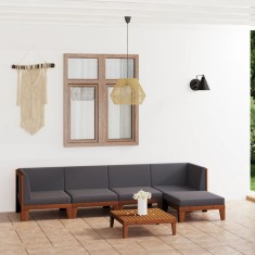 vidaXL Set mobilier gradina cu perne, 6 piese, lemn masiv acacia foto