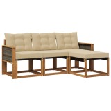 vidaXL Set de canapele de exterior cu pernă 4 pcs Natural și Bej 3381869