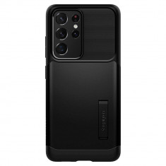 Husa Antisoc Spigen Slim Armor pentru Samsung Galaxy S21 Ultra (6.8&amp;quot;), Functie Stand, Negru foto