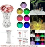 Lampa led cristal cu umidificator, RGB, reincarcabila, tactila, USB, 7 culori,