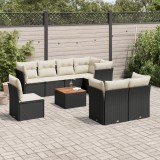 Cumpara ieftin Gossi set mobilier de gradina cu perne, 9 piese, negru, poliratan