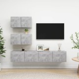 Gossi set de dulapuri tv, 4 piese, gri beton, lemn prelucrat