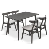 Cumpara ieftin Set Masa si Scaune Benson-Orlean 5 Piese Gri Rustic 120x75x75 cm