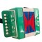 Acordeon pentru copii, 7 clape, 3 basi, 19 cm x 18 cm x 11 cm, culoare Verde