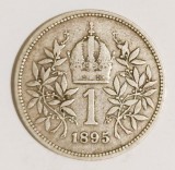 AUSTRIA 1 COROANA KORONA KRONEN 1895 VF++ XF ARGINT ( CITITI DESCRIEREA )
