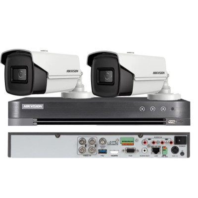 Sistem de supraveghere HIKVISION 2 camere bullet 8MP, IR 80m, 4 in 1 lentila 3.6mm, DVR 4 canale 4K 8MP SafetyGuard Surveillance foto