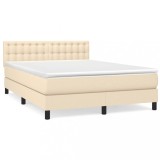 Cumpara ieftin Pat box spring cu saltea, crem, 140x200 cm, textil