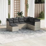 VidaXL Set canapele de grădină cu perne, 7piese gri deschis poliratan 3217992