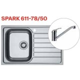 Pachet chiuveta bucatarie inox Franke SKX 611-78/50 DR, dreptunghiulara, 1 cuva si picurator pe partea dreapta, 78x50x15 cm, adancime cuva 15 cm + Bat