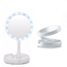 Oglinda cosmetica dubla cu iluminare led, alb, Gonga foto