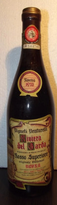 VIN RISERVA RIVIERA DEL GARDA, VENTURELLI, DOC, recoltare 1973 cl 72 gr 12,5 foto