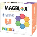 Set magnetic de constructie transparente, Magblox, Hexagon, 6 piese