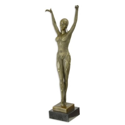 Dansatoare Art Deco- statueta din bronz pe soclu din marmura DC-32 foto