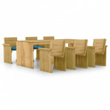 VidaXL Set mobilier de exterior cu perne, 7 piese, lemn de pin tratat