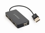 HUB extern GEMBIRD, porturi USB: USB 2.0 x 4, conectare prin USB 2.0, cablu 0.15 m, negru, &quot;UHB-U2P4-04&quot; (timbru verde 0.8 lei)