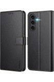 Carcasă compatibilă cu Samsung Galaxy A25 5G, etui tip portofel din piele PU premium [protecție completă] [suport], negru