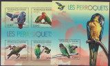 179-BURUNDI-2012-Papagali-Coala mica cu 4 timbre si colita nestampilate MNH, Nestampilat