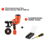 Pachet Pistol Vopsit Black+Decker HVLP200 + Surubelnita Stanley STHT0-70885