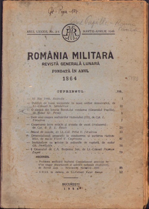 HST C1073 Rom&acirc;nia Militară 3-4/1946