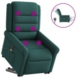vidaXL Fotoliu electric masaj rabatabil / ridicare verde &icirc;nchis textil