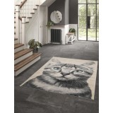 Covor Premium Belgian Model Cancun 18597-062, Marime 80 x 150 cm, Gri, Inaltime Fir 7 mm, Antialergic, Polipropilena, Living, Dormitor, Sufragerie, Bi