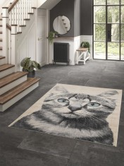 Covor Premium Belgian Model Cancun 18597-062, Marime 80 x 150 cm, Gri, Inaltime Fir 7 mm, Antialergic, Polipropilena, Living, Dormitor, Sufragerie, Bi foto