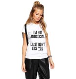 Cumpara ieftin Tricou dama alb - I&#039;m not antisocial - M, THEICONIC