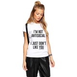 Tricou dama alb - I&#039;m not antisocial - M