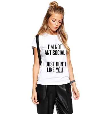 Tricou dama alb - I&amp;#039;m not antisocial - XL foto