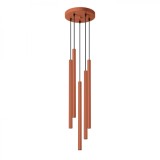 Lampă Suspendată Pastel Ocru Roșu Oțel 5 Becuri Tub Modern De Interior