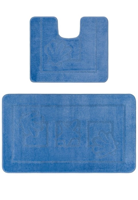 Set 2 Covorase Baie Model Maritime 2509, Marimi 50 x 80 40 x 50 cm, Albastru, Inaltime Fir 0, Antialergic, Polipropilena