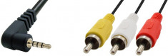 Cablu AV jack tata 3,5 mm, 4 contacte - 3xRCA tata, lungime 1,2m - 128103 foto