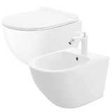Set vas WC + Bideu CARTER alb suspendabil, REA