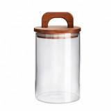 Recipient 1400 ml din sticla borosilicata si capac din lemn, ATMOSPHERE, 10x20cm, Jovy