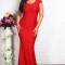 Rochie Lunga cu insertii stralcitoare rosu - 40Marimea