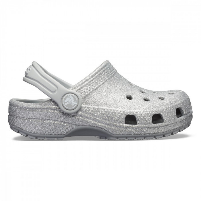 Saboti Crocs Kids&#039; Classic Glitter Clog Argintiu - Silver