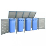 vidaXL Magazie pentru patru pubele 276,5x77,5x112,5 cm oțel inoxidabil