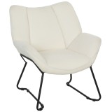 HOMCOM Scaun accent modern, fotoliu tapițat cu Sherpa-Fleece și spătar lat, picioare din oțel, montare ușoară, Alb | Aosom Romania