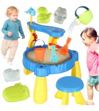 Masuta de Joaca 2 &icirc;n 1 cu Nisip si Apa pentru Copii cu Scaunel Si 23 Accesorii