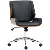 Vinsetto Scaun de birou design vintage &icirc;nălțime reglabila pivotant 360&deg; picioare cromate 51 x 65,5 x 86-96 cm negru | Aosom Romania