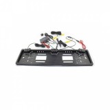 Camera Marsarier Auto cu 2 Senzori Parcare, Suport Numar, 12V, Negru, Distanta Afisata pe Ecran, Rezolutie 480x240, Sistem NTSC
