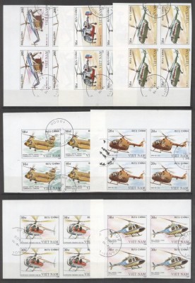 Vietnam 1989 Helicopters, 4 imperf. set in block, used T.221 foto